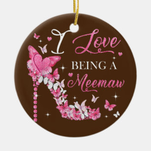 Adorno De Cerámica Me encanta ser memaw High Heel Butterflies