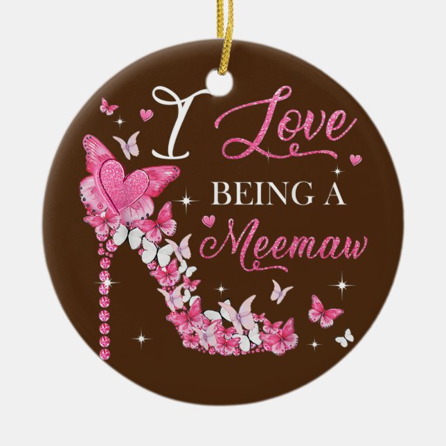 Adorno De Cerámica Me encanta ser memaw High Heel Butterflies (Frente)