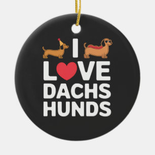 Adorno De Cerámica Me encantan los Dachshunds Ilustración divertida c