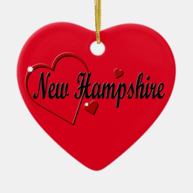 Adorno De Cerámica Me encantan los Navidades de New Hampshire Hearts (Frente)