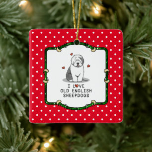 Adorno De Cerámica Me encantan los viejos perros pastores ingleses (G