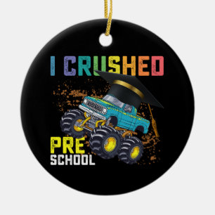 Adorno De Cerámica Me Gradué de Preescolar con Camión Monstruo