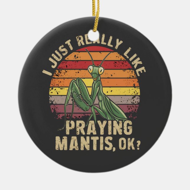 Adorno De Cerámica Me Gusta Realmente Orar A Los Mantis Bien Insectos (Frente)