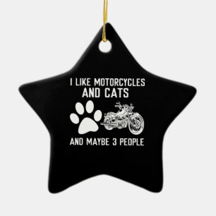 Adorno De Cerámica Me Gustan Las Motocicletas Y Los Gatos El Gracioso