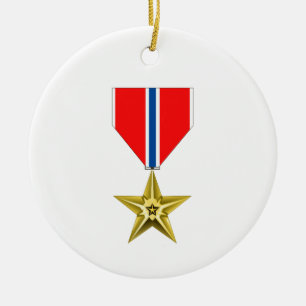 ADORNO DE CERÁMICA MEDALLA DE ESTRELLA DE BRONCE