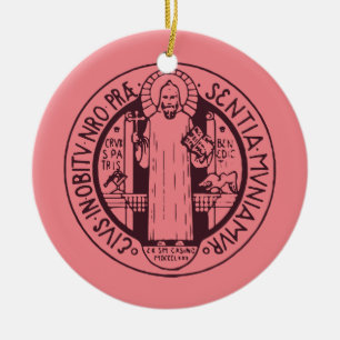 Adorno De Cerámica Medalla de San Benito símbolo de arte minimalista
