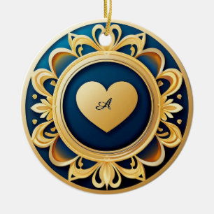 Adorno De Cerámica Medallón de Corazón de Oro
