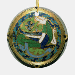 Adorno De Cerámica Medallón que representa un dragón, francés, de