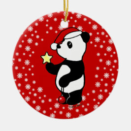 Adorno De Cerámica Media personalizada de la panda del navidad