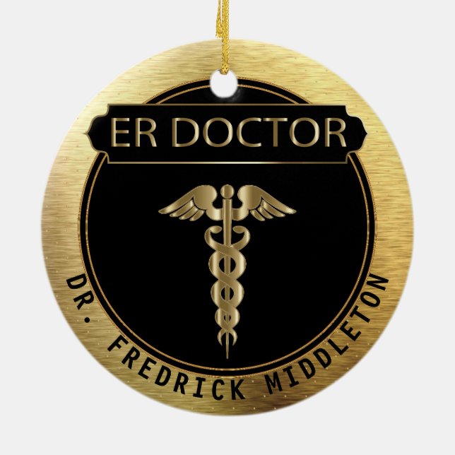 Adorno De Cerámica MÉDICA de ER 👨 ‍ ⚕️ - UpScale Black and Gold (Atrás)