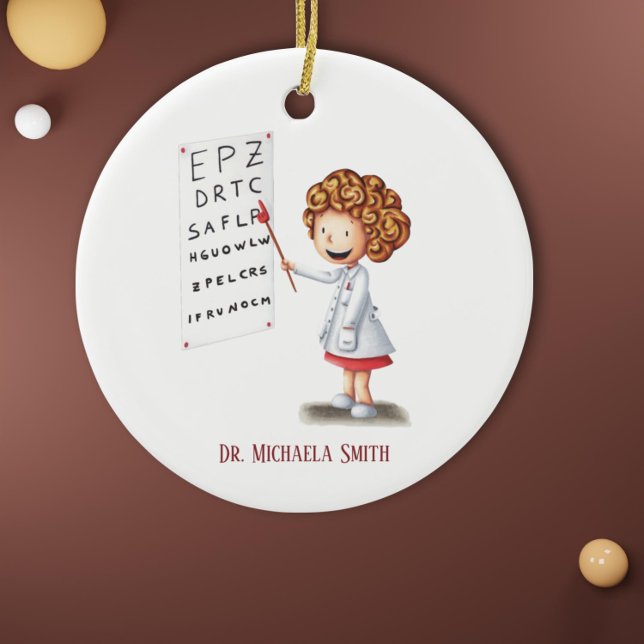 Adorno De Cerámica Médica Optometrist Blonde Chicas Navidades (Cute girl doctor or nurse optometrist graduation first christmas keepsake)