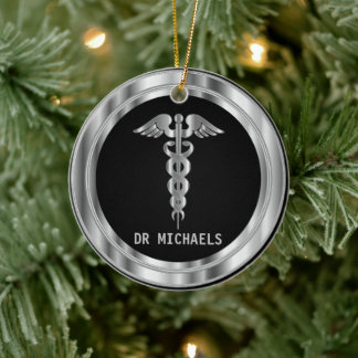 Adorno De Cerámica  Medical Symbol 👨‍⚕️ - Black and Silver