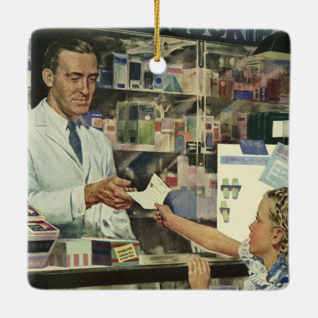 Adorno De Cerámica Medicina veterinaria, farmacéutica y Chica en farm (Reverso)