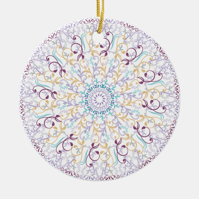 Adorno De Cerámica Medición floral Mandala (Frente)