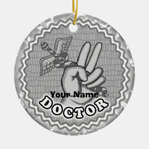 Adorno De Cerámica Médico de paz de Caduceus