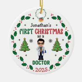Adorno De Cerámica Médico Primera Ronda Personalizada de Navidad