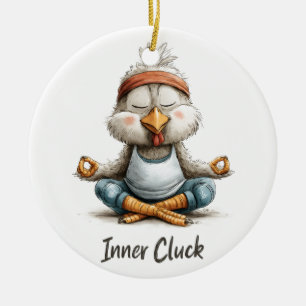 Adorno De Cerámica Meditación de Pollo Cluck Interior Animal de Yog