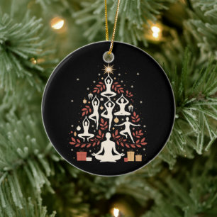Adorno De Cerámica Meditación de postura de árbol de yoga de Navidad