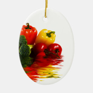 Adorno De Cerámica Medley de verduras sobre blanco