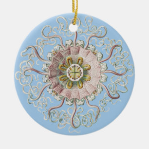 Adorno De Cerámica Medusa de la aguamala rosa náutica de Ernst Haecke
