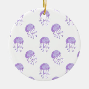 Adorno De Cerámica medusa morada de acuarela