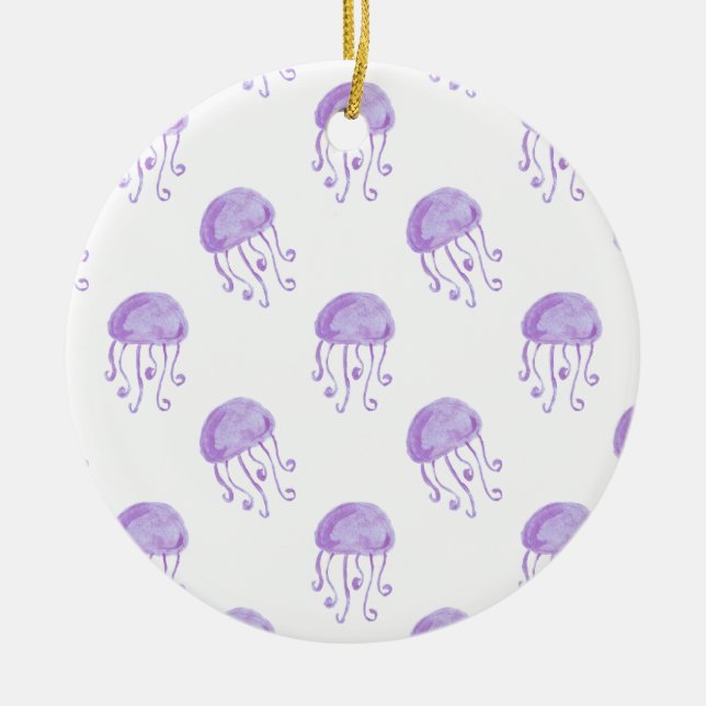 Adorno De Cerámica medusa morada de acuarela (Frente)