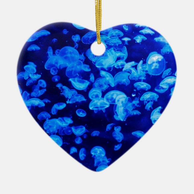 Adorno De Cerámica Medusas en el mar azul profundo (Frente)