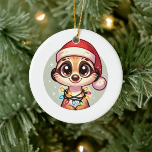 Adorno De Cerámica Meerkat Merry Christmas Winter Animals Meerkats