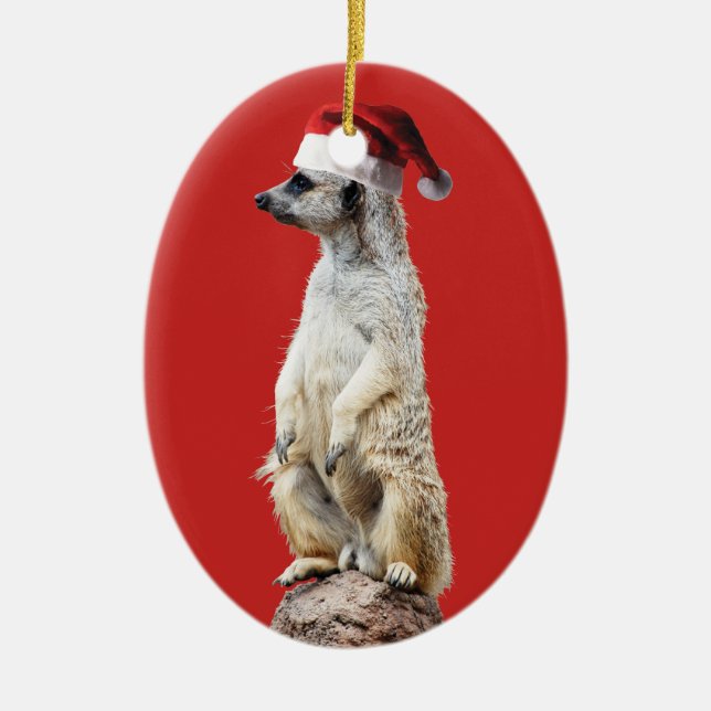 Adorno De Cerámica Meerkat Santa Claus (Frente)