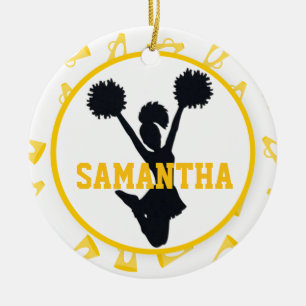 Adorno De Cerámica Megáfonos amarillos y animadora personalizados