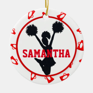 Adorno De Cerámica Megáfonos rojos y animadora personalizados