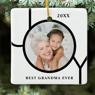 Adorno De Cerámica Mejor Abuela del Mundo Foto Navidad