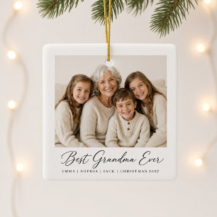 Adorno De Cerámica Mejor Abuela del Mundo Foto Personalizada de los N