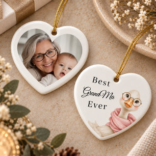 Adorno De Cerámica Mejor Abuela Ganso Foto Corazón