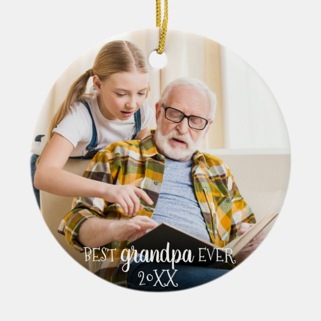 Adorno De Cerámica Mejor Abuelo Hasta Dos Navidades De Fotografía (Frente)