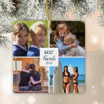 Adorno De Cerámica Mejor Amigos 4 Collage de fotos Bestie<br><div class="desc">El regalo perfecto para tu larga amistad con tu BFF. Añade hasta 4 fotos y cita a este adorno de cerámica de Navidad. Las plantillas proporcionadas incluyen el collage de fotos y una fecha que puede personalizar. Para los besties, bff'a y amigos largos y vivos dan el regalo que apreciarán...</div>