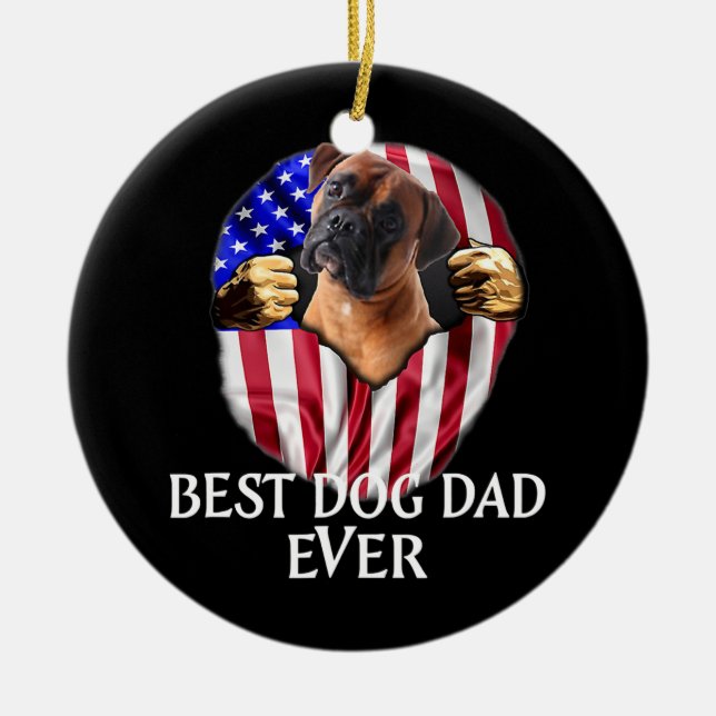 Adorno De Cerámica Mejor Boxeador Papá Jamás Perro Cute Amante Bander (Frente)