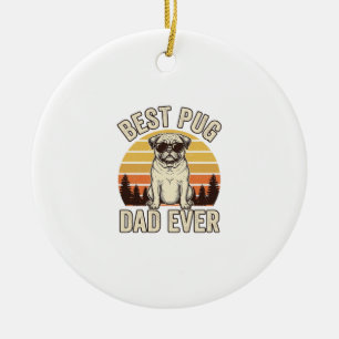 Adorno De Cerámica Mejor diseño de camiseta vintage de pug para papá 