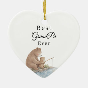 Adorno De Cerámica Mejor foto del oso abuelo pescando con corazón