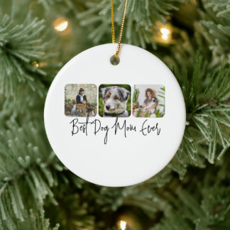 Adorno De Cerámica Mejor Madre Perro - Personalizado de 3 Collages de