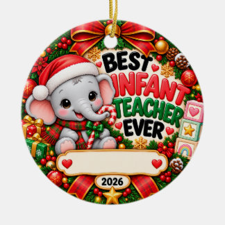 Adorno De Cerámica Mejor maestro de bebés de siempre Elefante Navidad