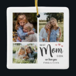 Adorno De Cerámica Mejor Mamá Crea Tu Propia Foto<br><div class="desc">Celebra a mamá con este adorno de cerámica de fotos personalizadas Best Mom Ever, que incluye tres fotos de personalizados y un mensaje personalizado. Este sincero placer es perfecto para honrar a los preciados recuerdos y mostrar tu amor. Ya sea por el Día de la Madre, un cumpleaños, Navidades, o...</div>