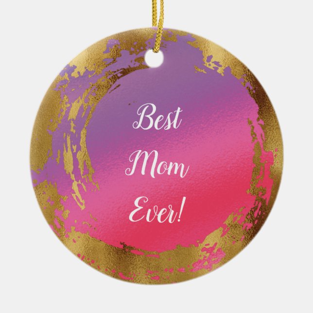 Adorno De Cerámica Mejor Mamá Girona Moda Rosa Gold (Frente)