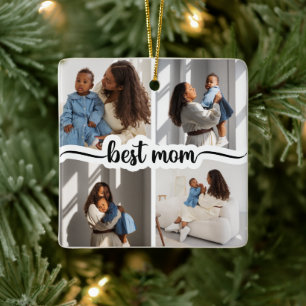 Adorno De Cerámica Mejor Mamá Personalizada 4 Collage de fotos