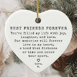 Adorno De Cerámica Mejor Navidades Amigo Mínimo de Vintage Personaliz<br><div class="desc">Celebrar el vínculo de amistad esta temporada de vacaciones con el ornamento cerámico de Navidades Mínimo Vintage Personalizado. Con un diseño atemporal, este adorno cerámico para el corazón es la manera perfecta de enviar un mensaje sincero a tu mejor amigo. Ya sea para viejos amigos o compañeros cercanos, este regalo...</div>