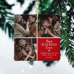 Adorno De Cerámica Mejor 'Novio' de la historia 3 Collages de fotos<br><div class="desc">Crea tu propio regalo de ‘mejor novio de la historia' con este adorable adorno de navidad de fotos. Con 3 fotografías de tu elección,  el texto 'Mejor Novio',  una cita dulce,  un lindo corazón y un nombre.</div>