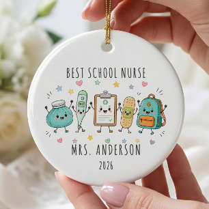 Adorno De Cerámica Mejor Ornamenta Personalizado para Enfermera Escol