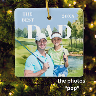 Adorno De Cerámica Mejor Papá 2 Foto "POP"-Como Campo de Golf