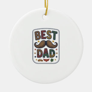 Adorno De Cerámica Mejor Papá Bigote Vintage Vector Diseño de Padre_1