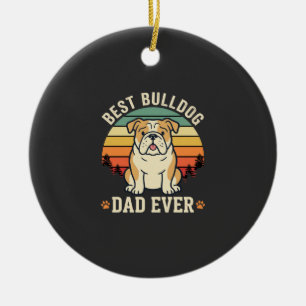 Adorno De Cerámica Mejor papá Bulldog Retro Vector